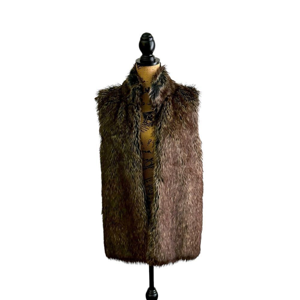 Covington Essentials Black Gray Faux Fur Sweater Vest Size Large